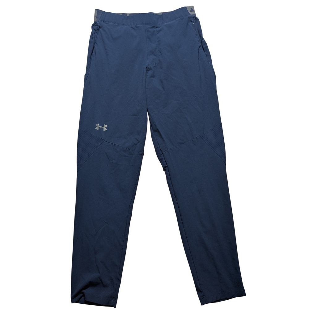 Under Armour Mens Fitted Joggers Navy Blue Athletic Training Pants Large